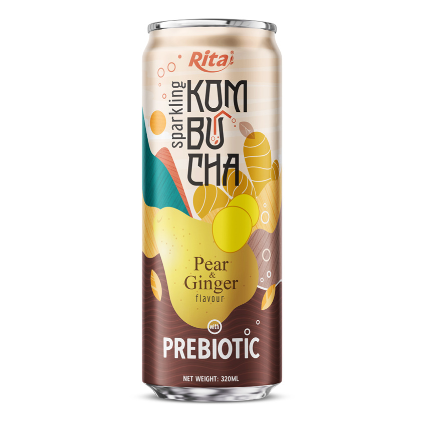 Rita Sparkling Kombucha Pear and Ginger Flavour with Prebiotic 320ml Can